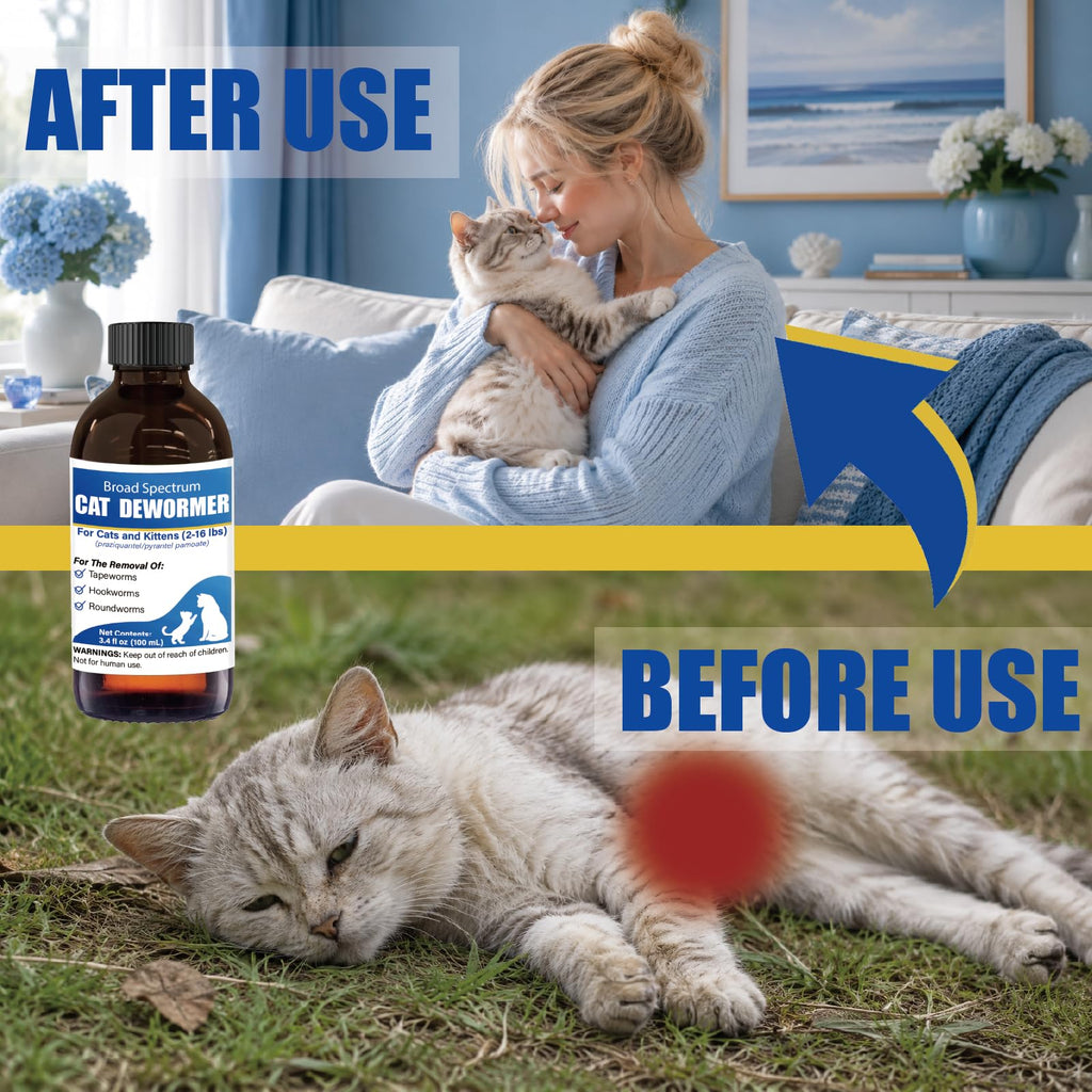 Cat Dewormer Liquid 100 mL with Oral Syringe I78436