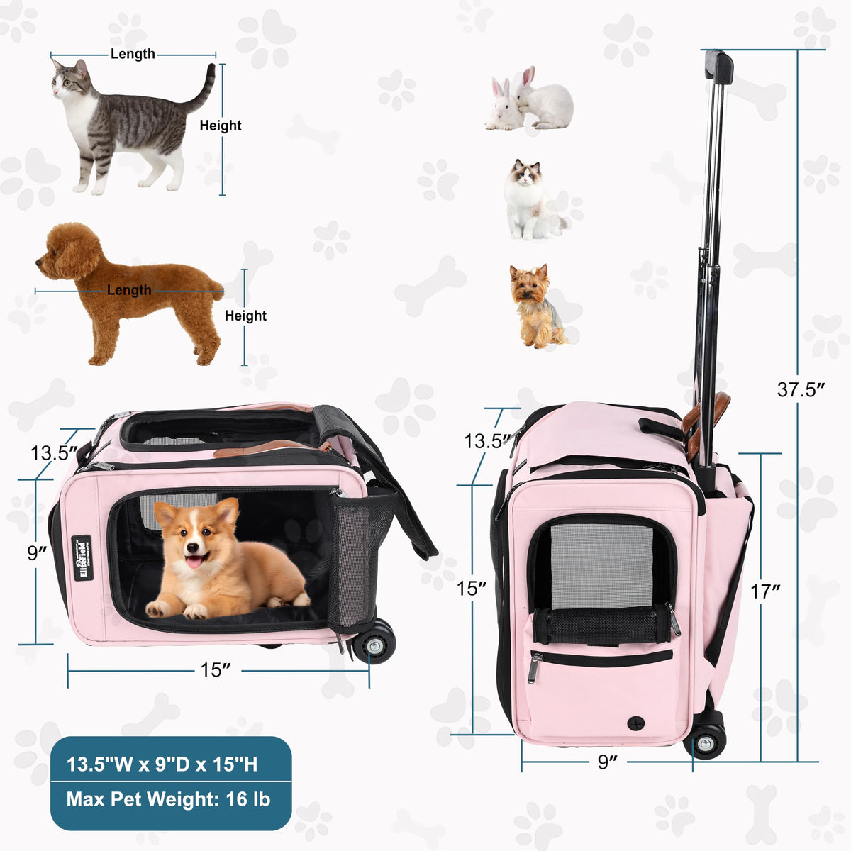 Rolling Dog & Cat Carrier T9716