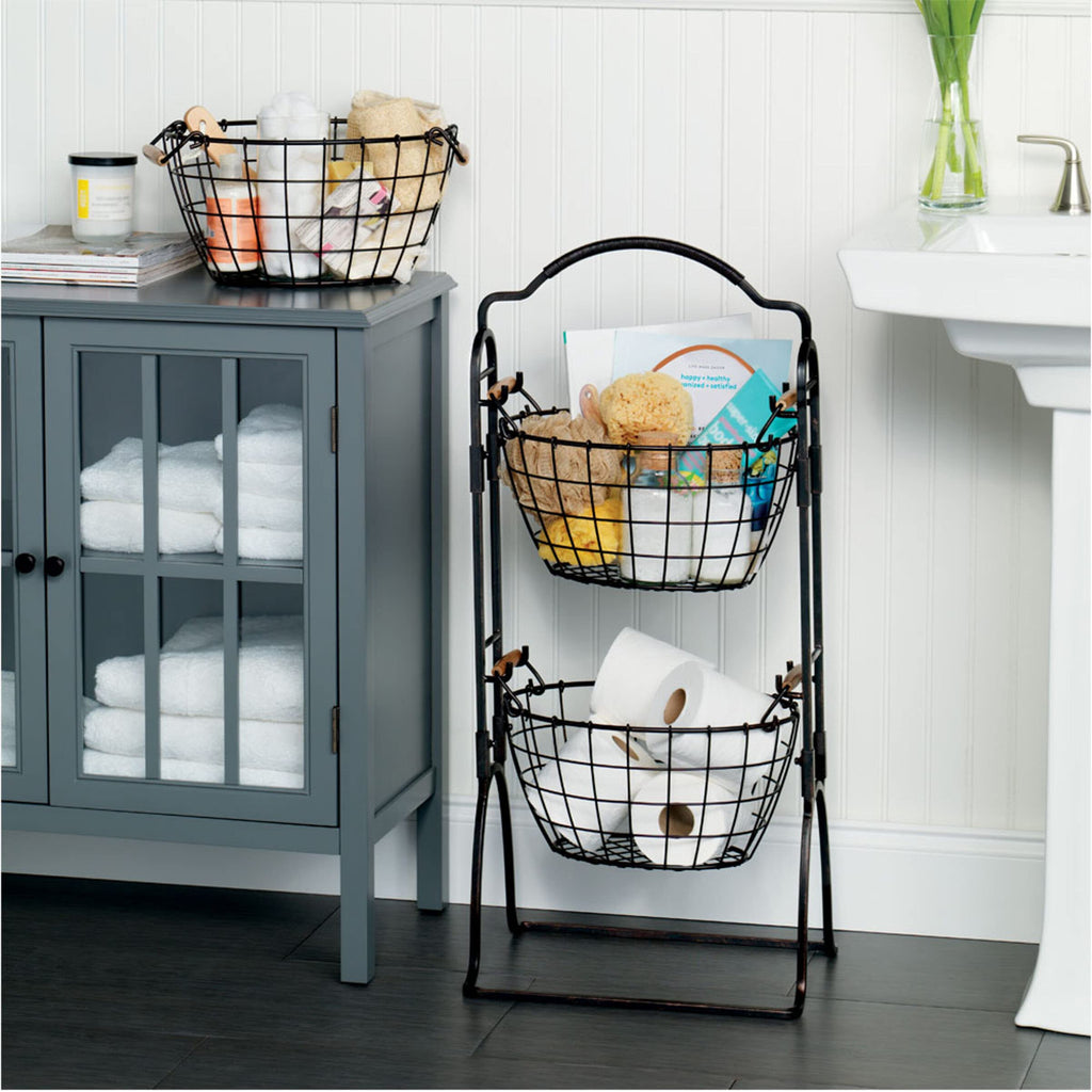 Adjustable 3-Tier Metal Floor Standing Storage Basket J241