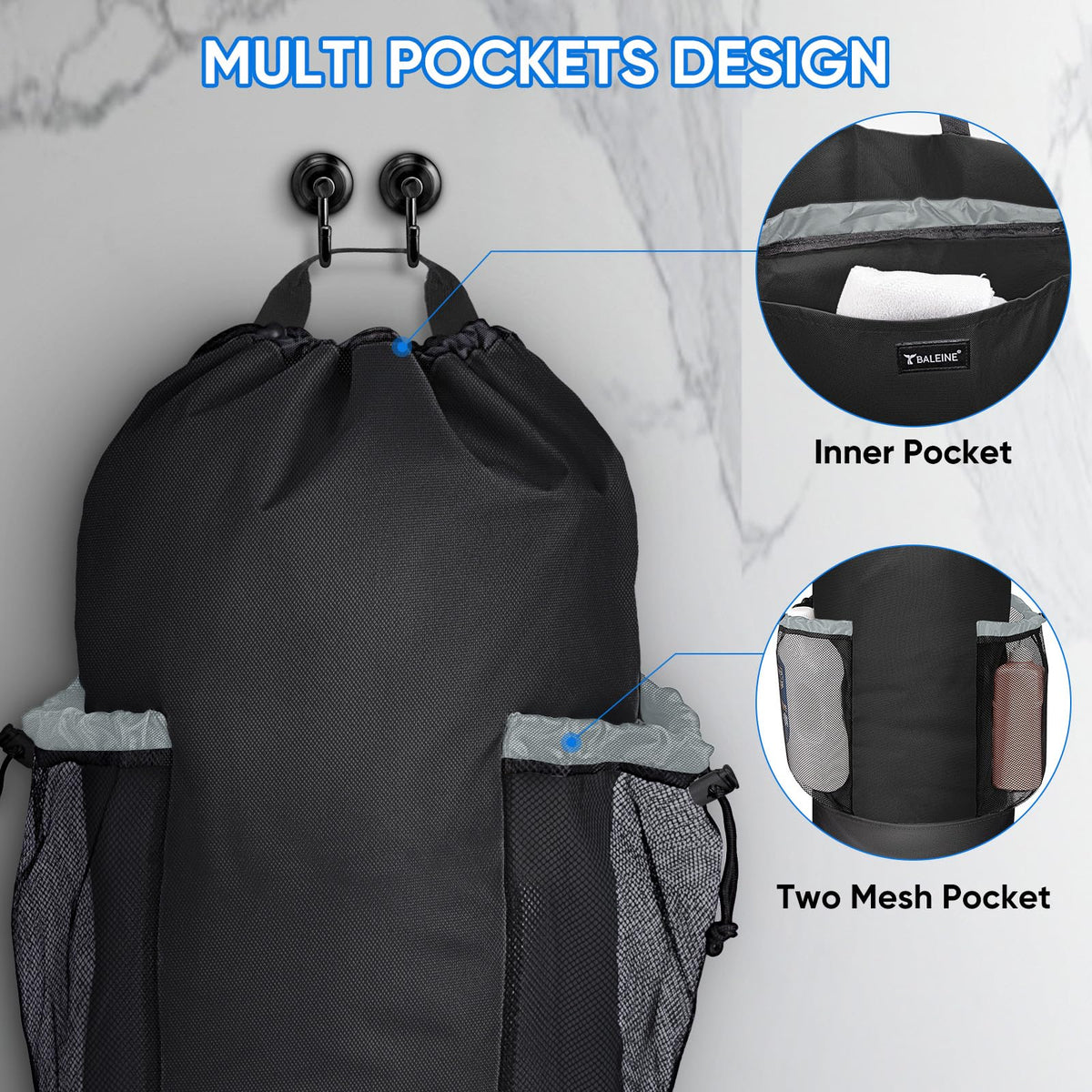 120L Oxford Laundry Bag Backpack with Shoulder Straps G9196