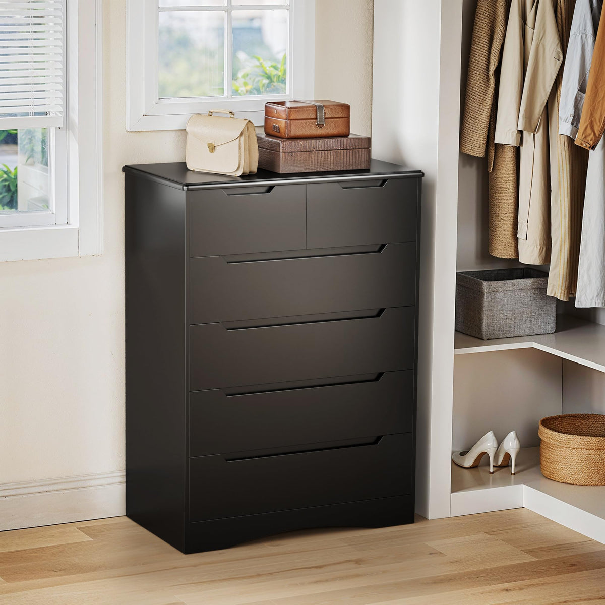 Black 6 Drawer Dresser Y6118