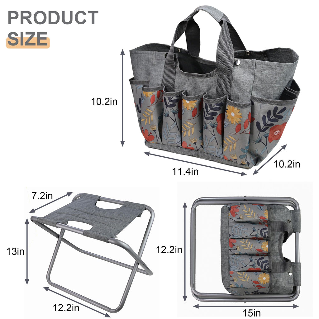 Folding Gardening Stool with Storage Tote Bag D98757