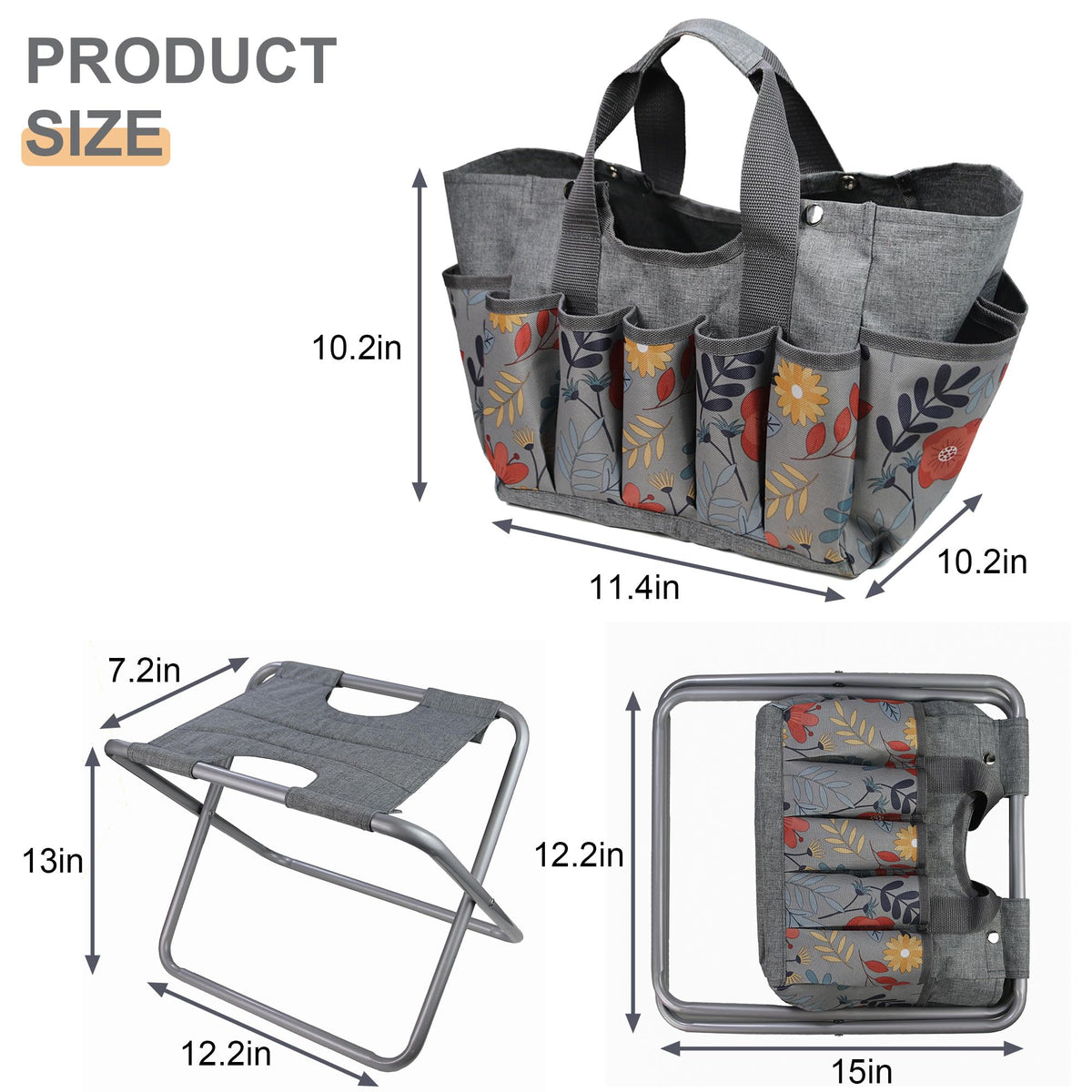 Folding Gardening Stool with Storage Tote Bag D98757