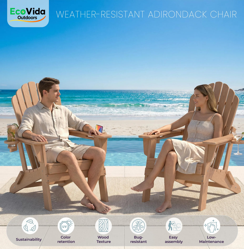HDPE Adirondack Chair Set of 4 with Cup Holders P99243