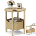 Small Round Side Table with Storage Basket, Set of 2 T7702