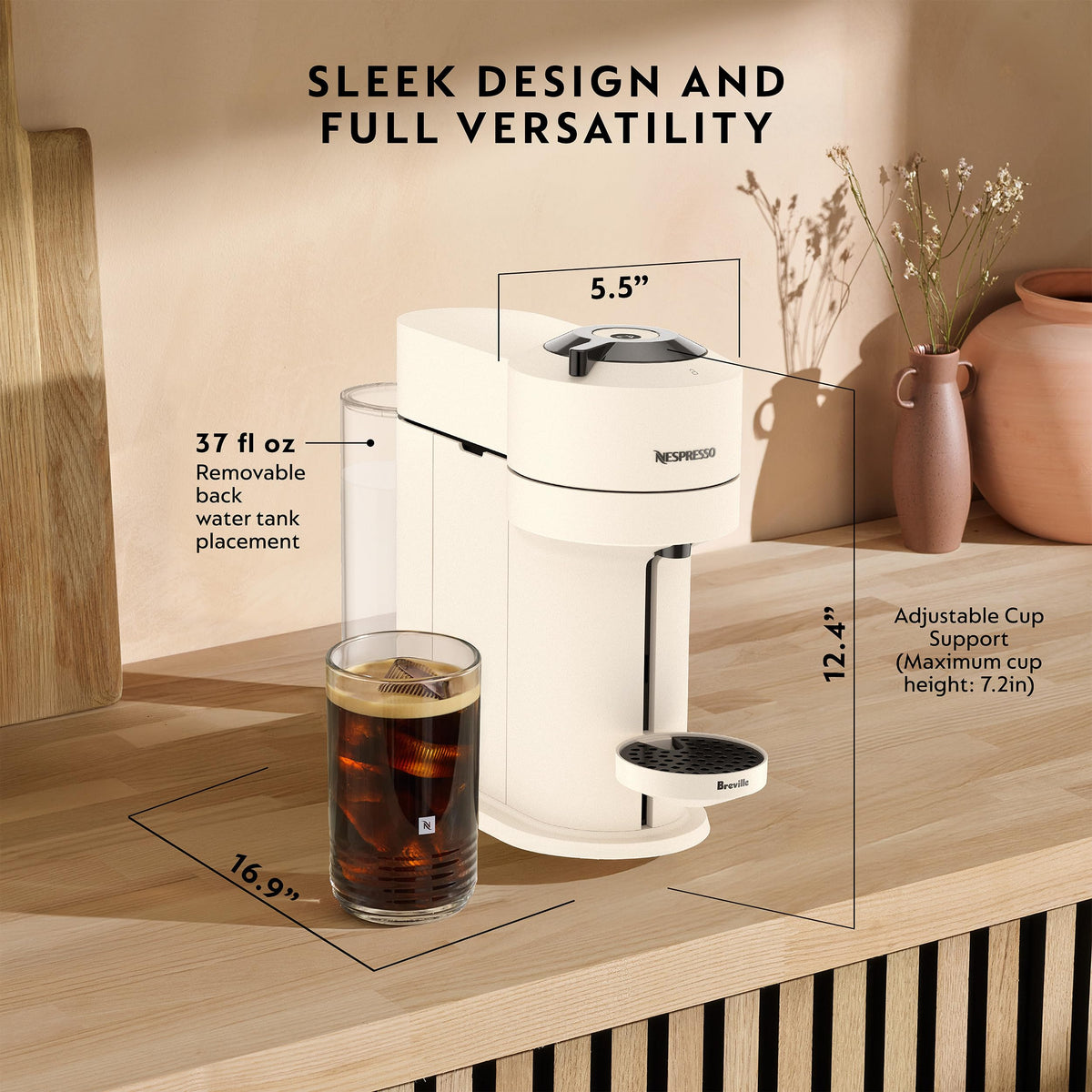 White Coffee Machine with Milk Frother B3554