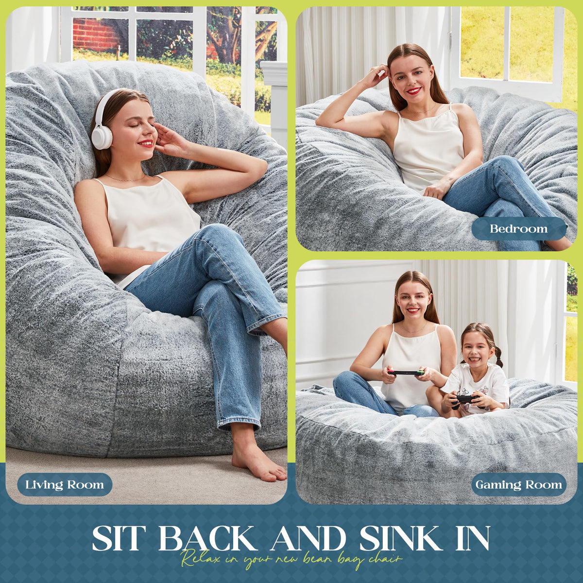 Grey 5FT Bean Bag Chair U514