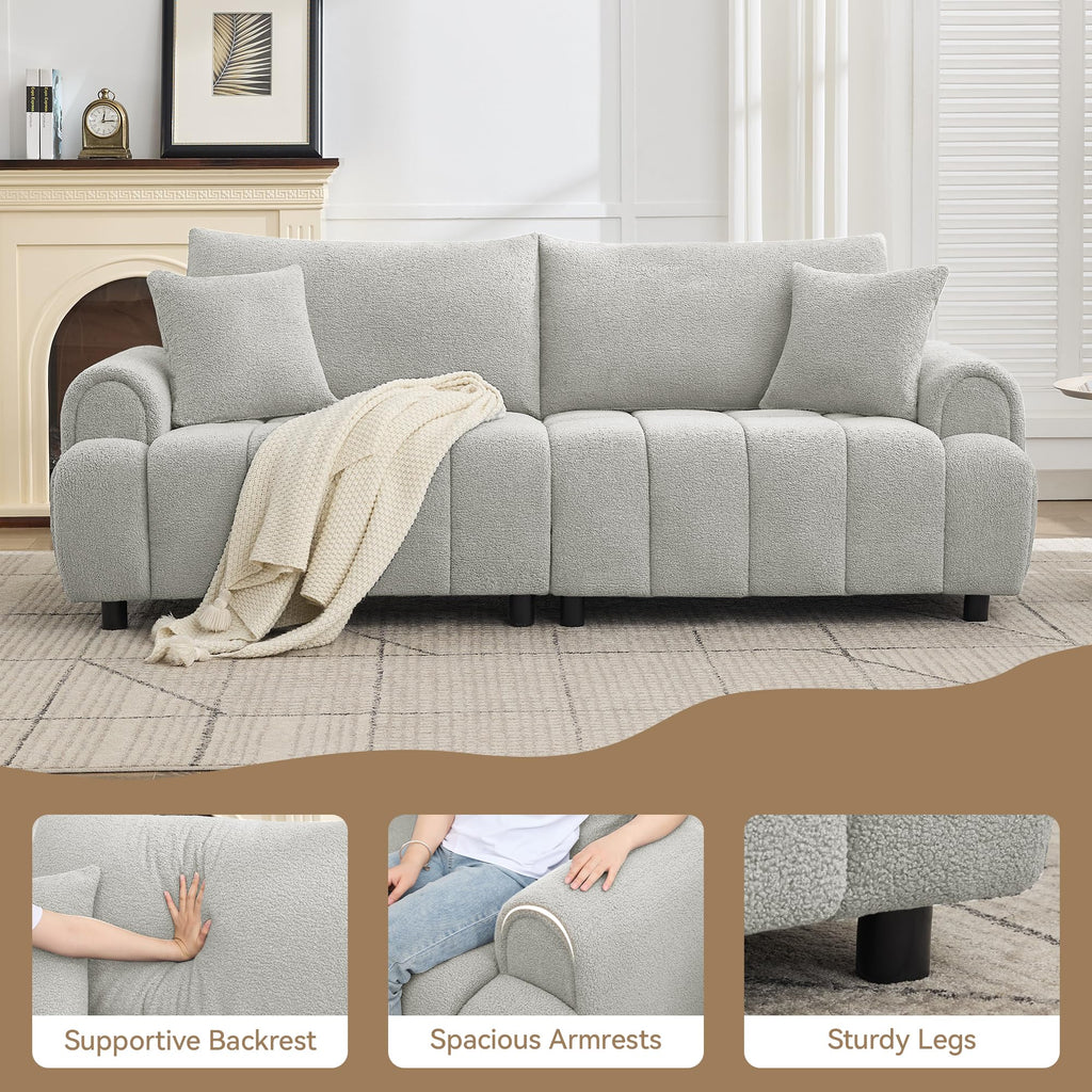Light Grey Oversized Sherpa Boucle Sofa G448