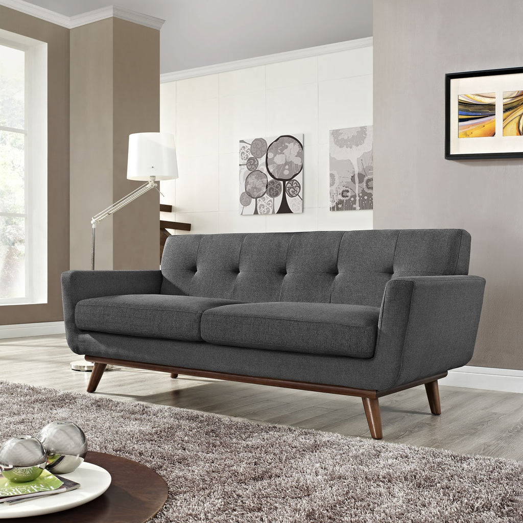 Gray Upholstered Fabric Loveseat D191
