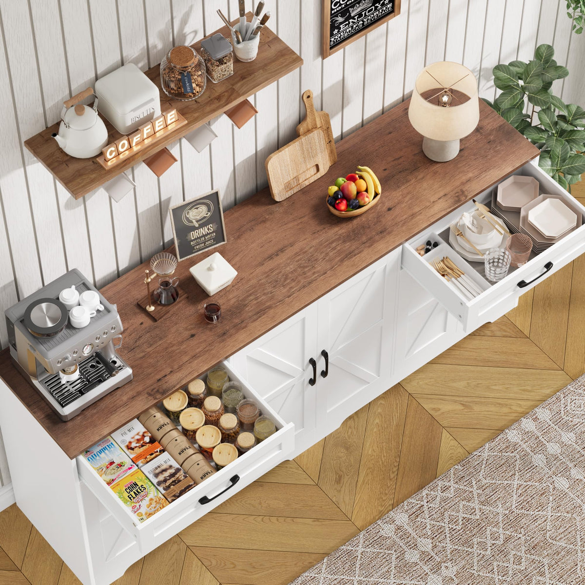 71” Large Kitchen Buffet Cabinet with Adjustable Shelves T610734