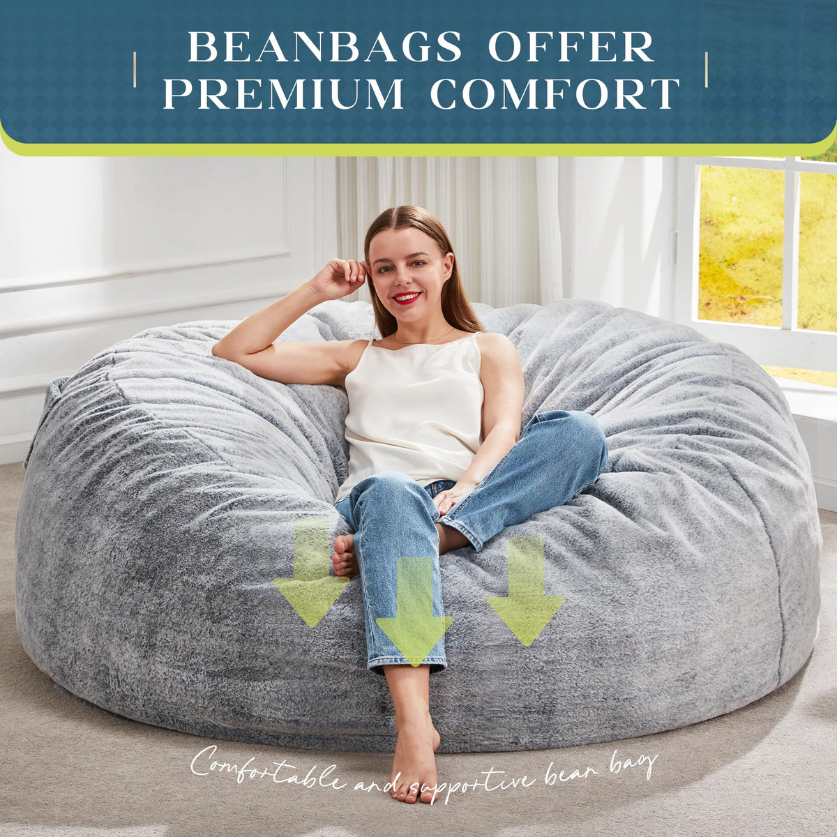 Grey 5FT Bean Bag Chair U514