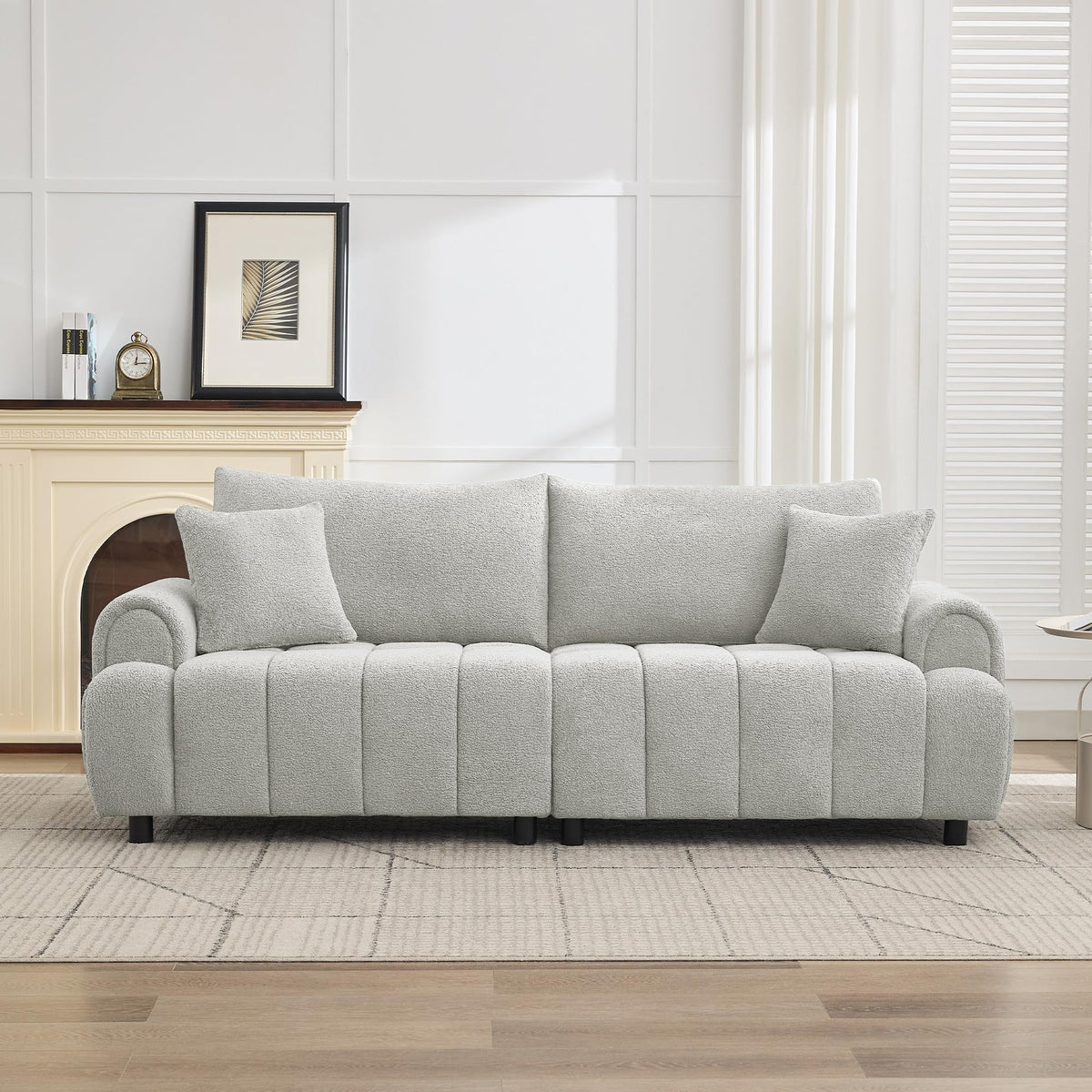 Light Grey Oversized Sherpa Boucle Sofa G448