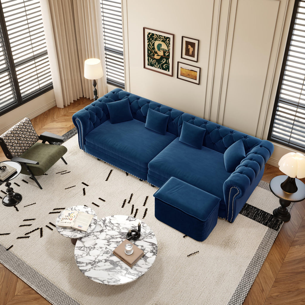 Blue Velvet King Size Sleeper Sofa A97142