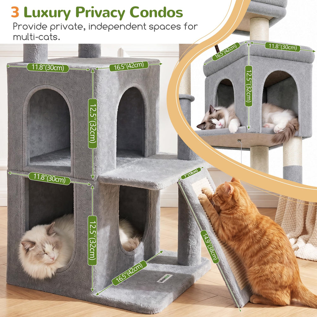 70 inch Light Grey Cat Tree Condos U4908