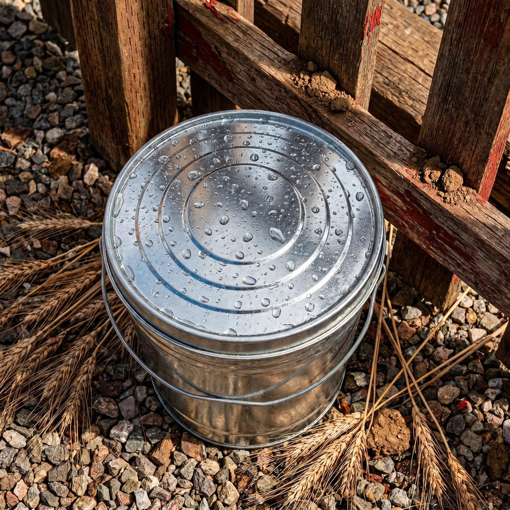 6 Gal Galvanized Steel Locking Lid Trash Can R3038